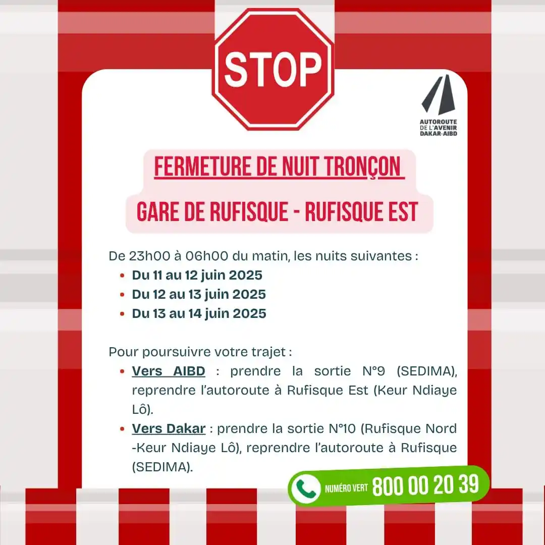 Image from Autoroute de l’Avenir: Fermeture de nuit du 11 au 14 Juin 2025🚨...