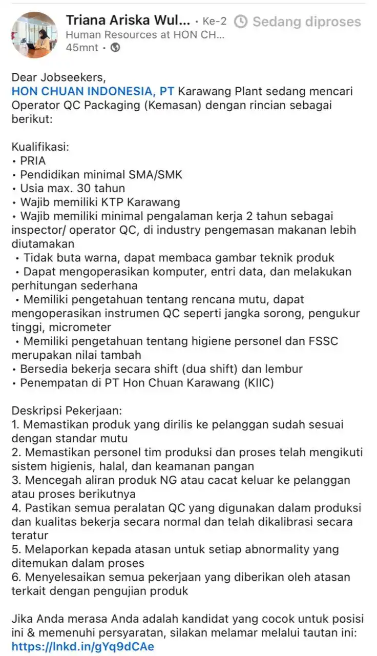 Image from LOWONGAN PEKERJAAN JABODETABEK - KARAWANG: https://docs.google.com/forms/u/0/d/e/1FAIpQLSdcaQ9qdbwRUgHVYFtP1GbJSG...