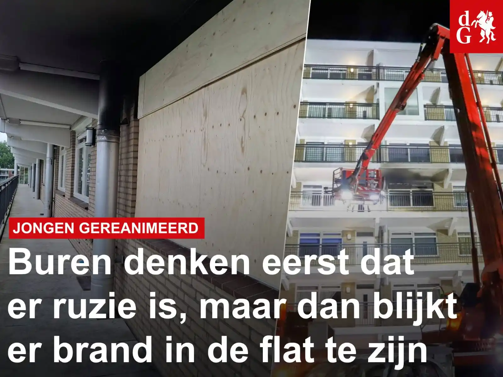 Image from De Gelderlander: In een galerijflat in Culemborg brak kort na middernacht *brand* uit. ...