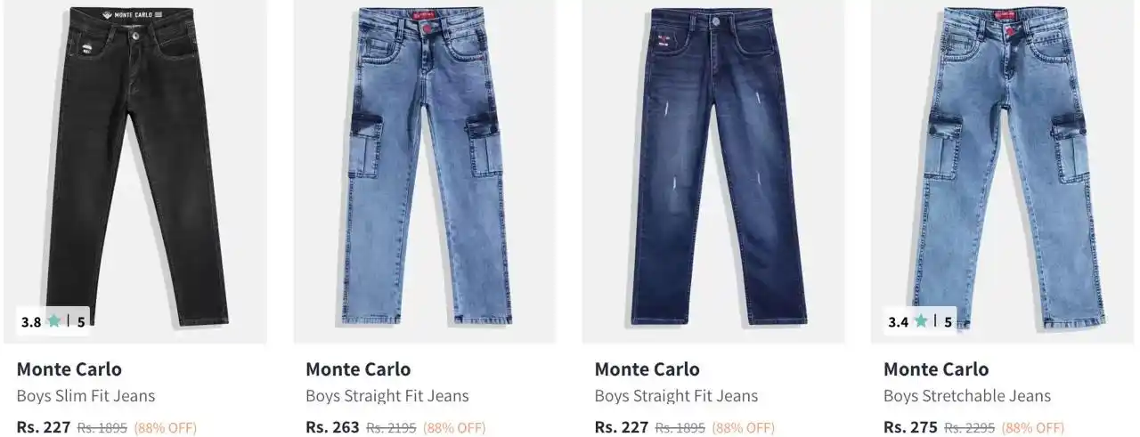 Image from BigLoot.in | Online Shopping Deals: *Myntra Loot: Monte Carlo Kidswear 🔥* *Flat 87% Off on Monte Carlo K...