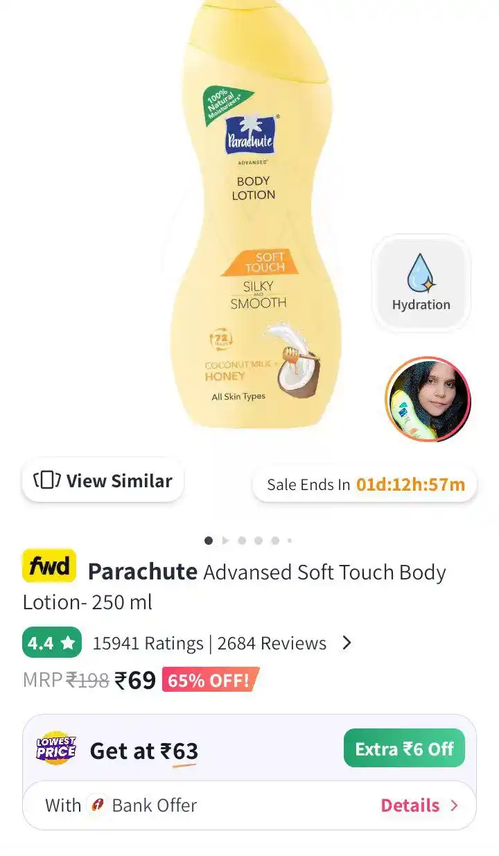 Image from Flipkart Loot Deals ✅: Parachute Body Lotion 69/- https://mynt.ro/M9z2jxAZ...