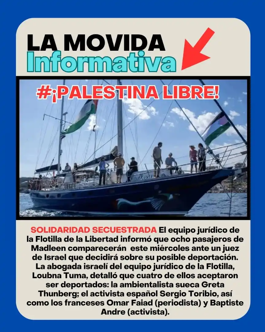 Image from DIFUSION NOTICIAS VENEZUELA: 🇵🇸📢🚨📰🗞️📻📺🎤 *Miembros de la Flotilla de La Libertad serán cond...