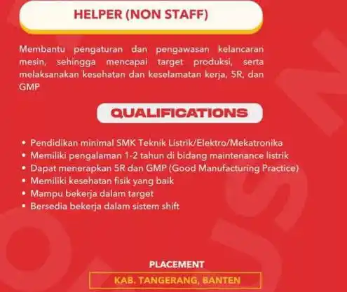 Image from LOWONGAN PEKERJAAN JABODETABEK - KARAWANG: PT TORABIKA EKA SEMESTA (MAYORA GROUP) <a class="text-blue-500 hover:u...