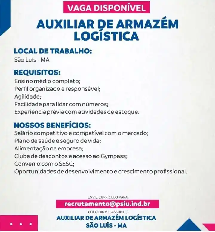 Image from Emprego no Maranhão Canal De Vagas - Emprego No Maranhão.: Slz...