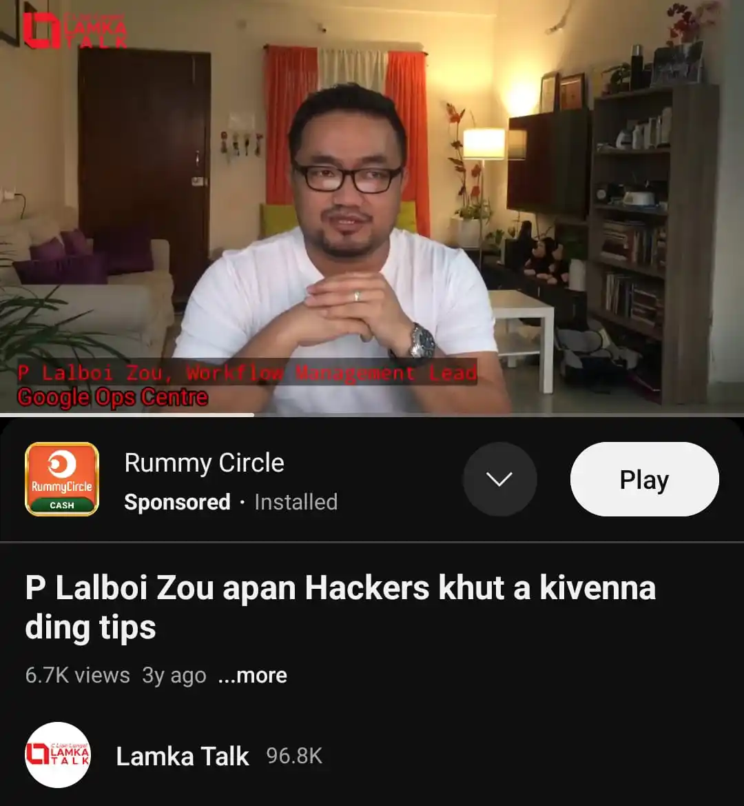 Image from LAMKA TALK 2.0: Tulai in YouTube channel nei khenkhat a account uh hack a om leh, YouT...