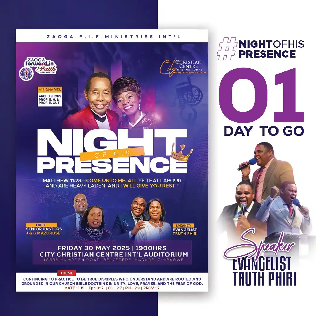 Image from OFFICIAL ZAOGA FIF MINISTRIES INTERNATIONAL: 🚨🔥 01 DAY TO GO! 🔥🚨 It’s almost time !!! TOMORROW at 20:00HRS, so...