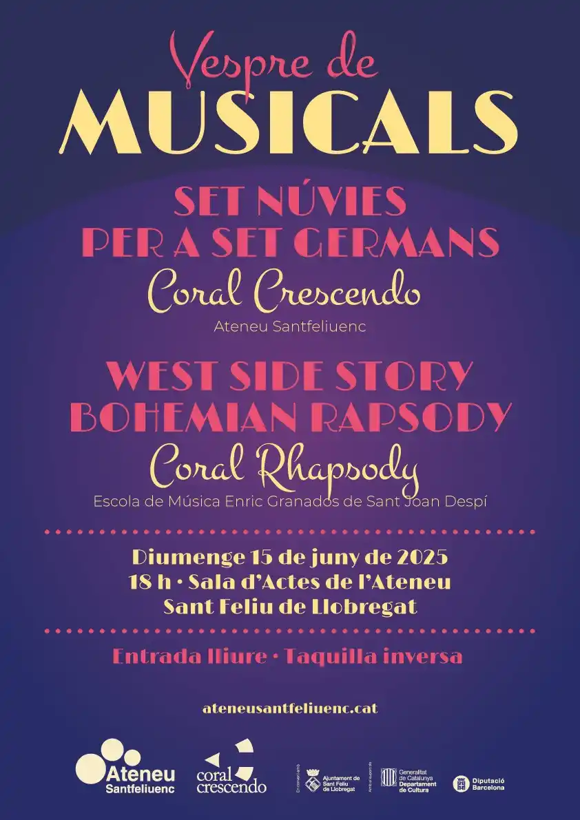 Image from Ateneu Santfeliuenc: 🗓️ _Diumenge 15_ 🎤 *Vespre de musicals corals* Amb la Coral Crescen...