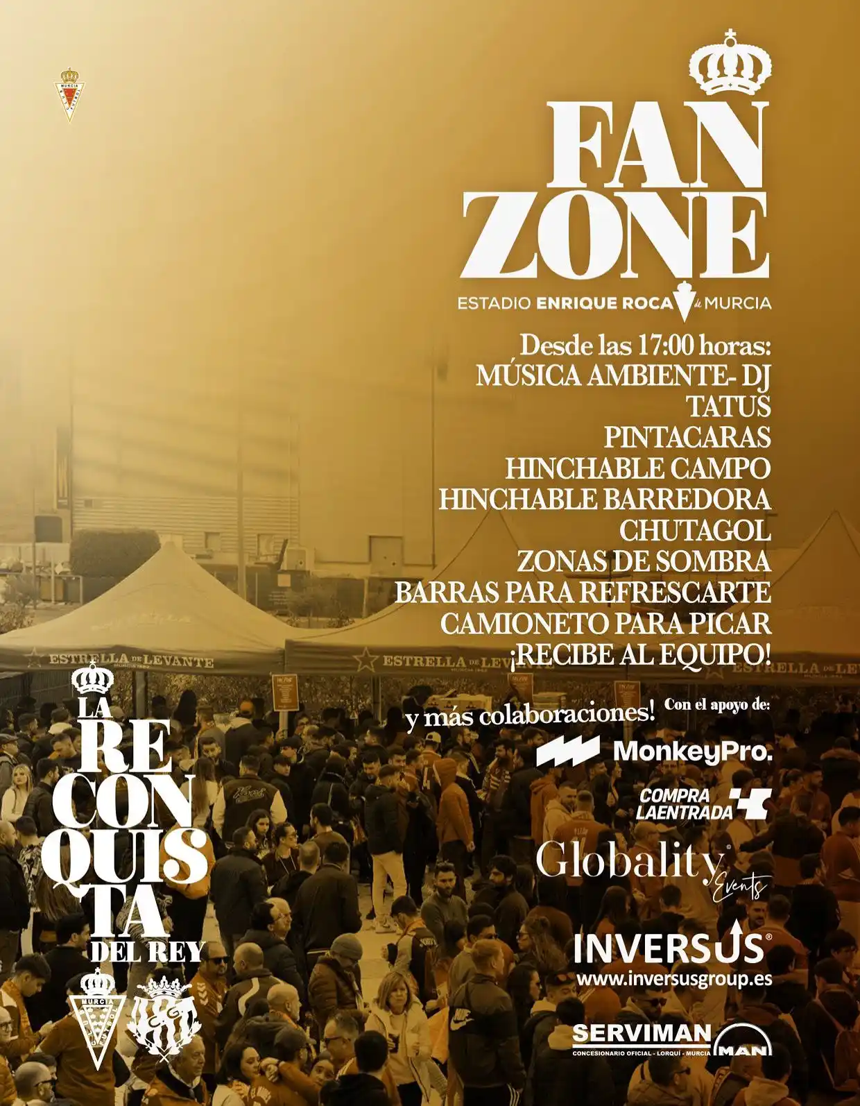 Image from Real Murcia C.F.: 🎉 ¡FAN ZONE 𝑳𝑨 𝑹𝑬𝑪𝑶𝑵𝑸𝑼𝑰𝑺𝑻𝑨 𝑫𝑬𝑳 𝑹𝑬𝒀! 📅 Este sábad...