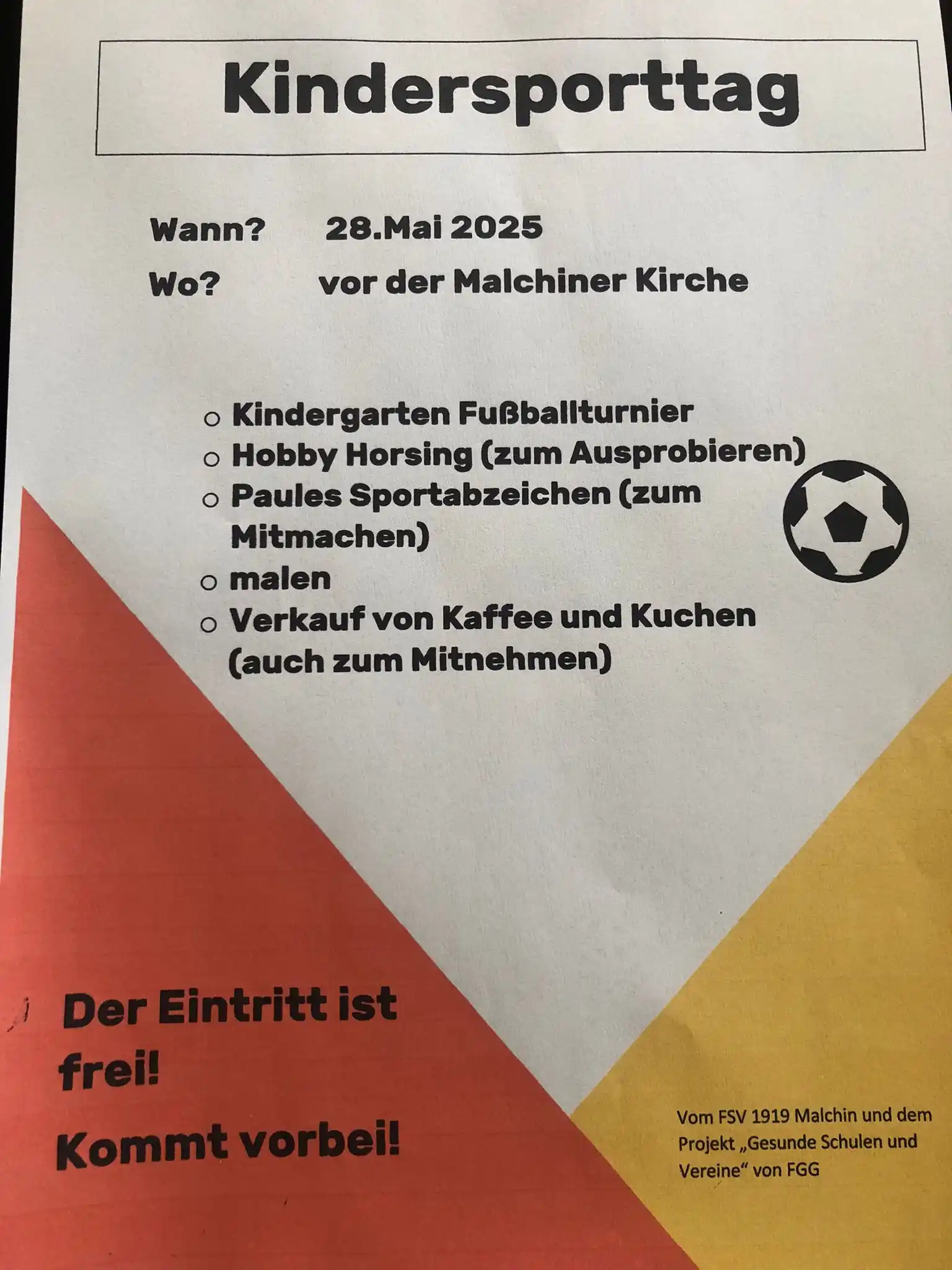 Image from FSV Malchin ▶️ Wir1919er: Fußball, Abzeichen, Hüpfburg und Hobby-Horsing… Morgen ab 16 Uhr an ...