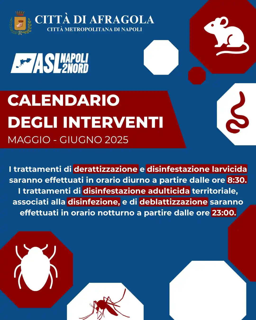 Image from Comune di Afragola: 📢*Interventi di Bonifica Igienico-Sanitaria – Maggio-Giugno 2025*📢 ...