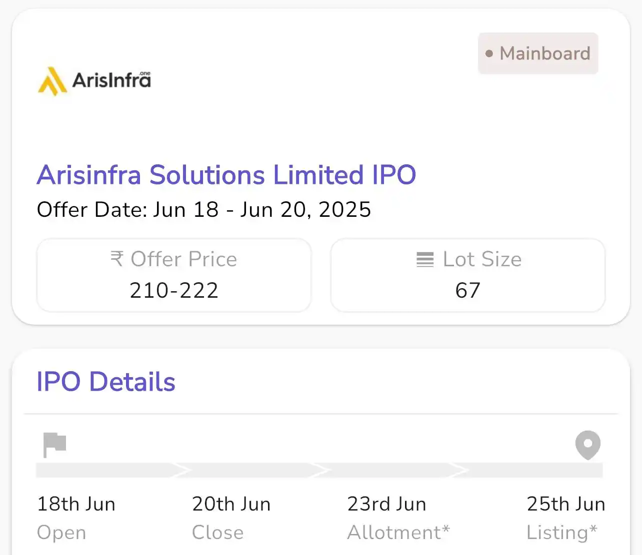 Image from IPO Ji: 📈 IPOs Made Easy: Apply in a Blink ✨ with IPO Ji 🌎📱 👷 Arisinfra S...