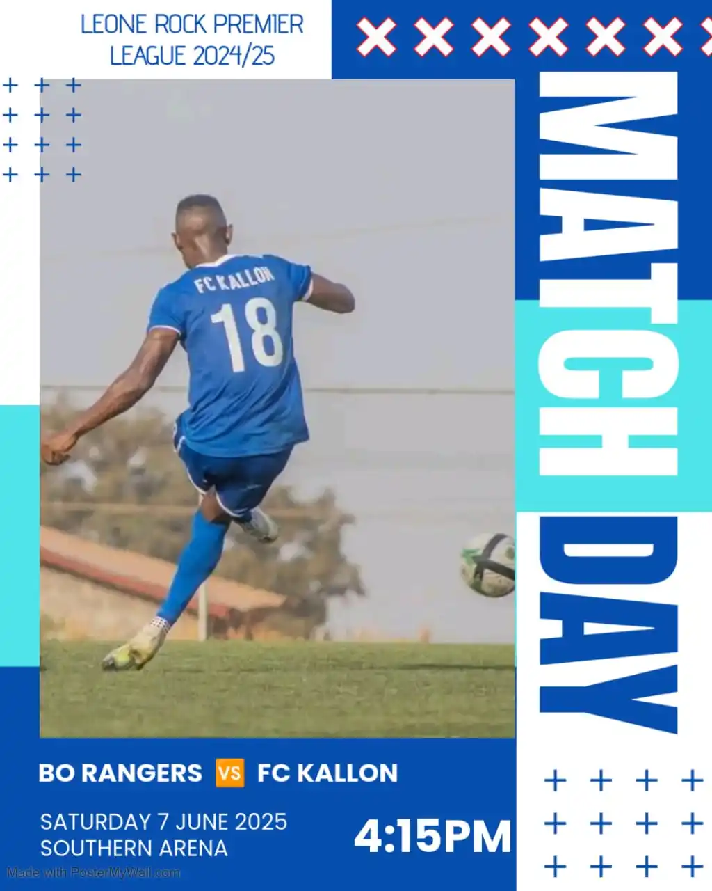 Image from Kallon Football Club: MATCH DAY ⚪️ 🔵✊🏽 🅰️ 🏆 LRP League 2024/25 🆚 BO RANGERS 📅 SAT, ...