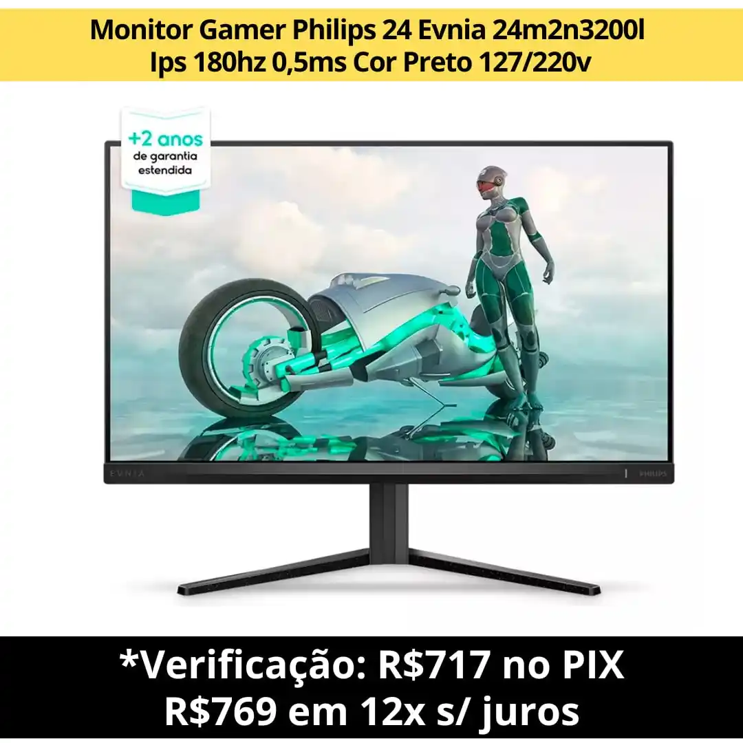 Image from Especialista em TI - Ofertas: *🔥Monitor Gamer Philips 24 Evnia 24m2n3200l Ips 180hz 0,5ms Cor Preto...
