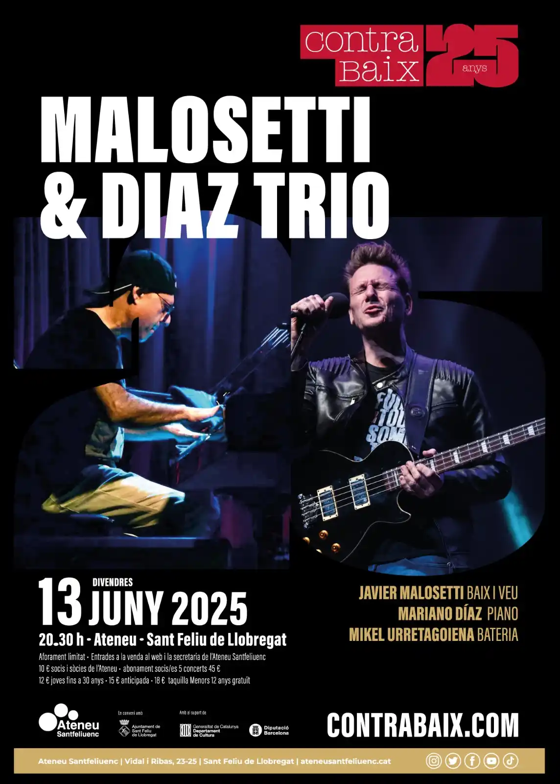 Image from Ateneu Santfeliuenc: ⚠️ *QUEDEN 10 ENTRADES!* ⚠️ 🗓️ _Divendres 13_ 🎤 *Malosetti & Díaz ...