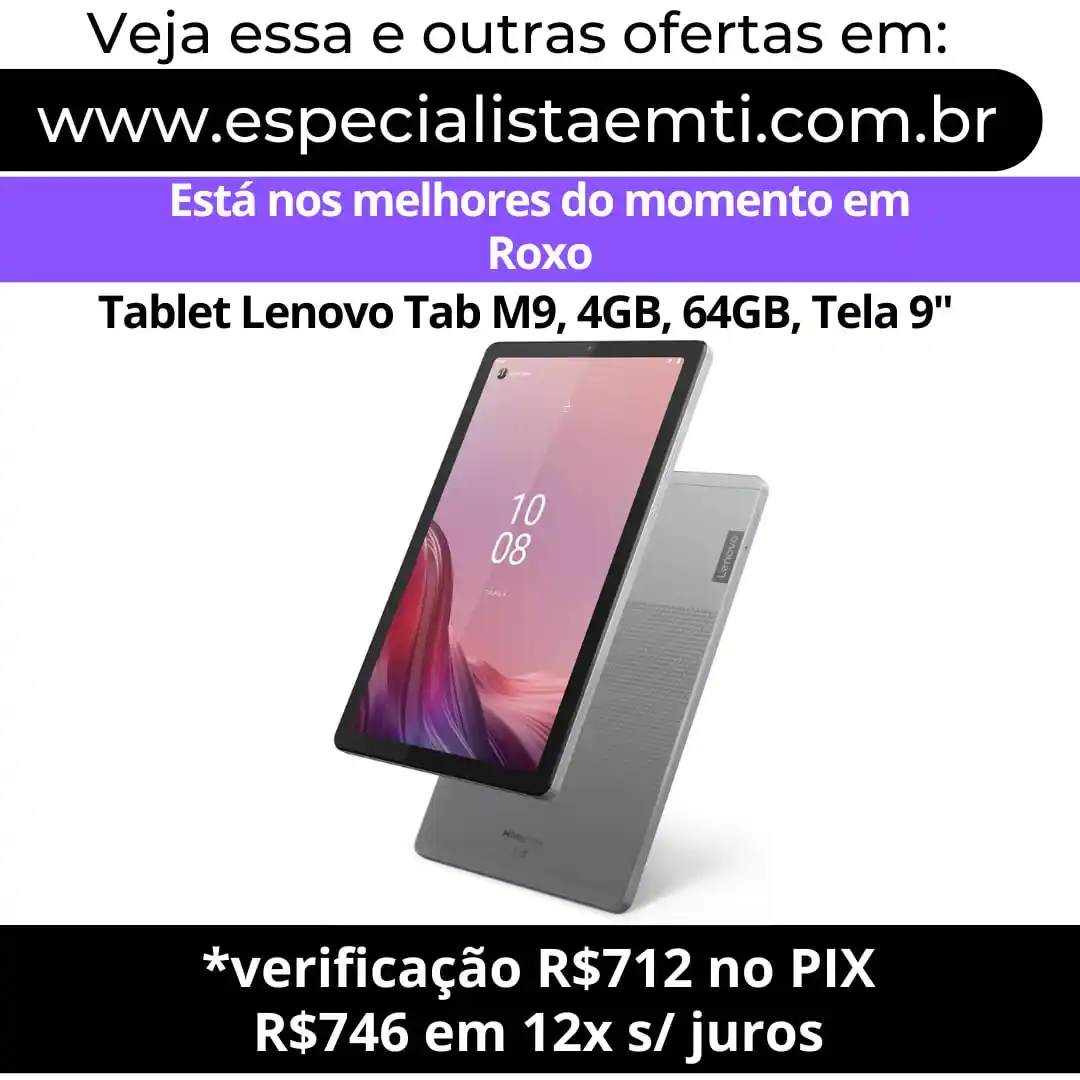 Image from Especialista em TI - Ofertas: *🔥Tablet Lenovo Tab M9, 4GB, 64GB, Tela 9″* 🔗https://mercadolivre.co...