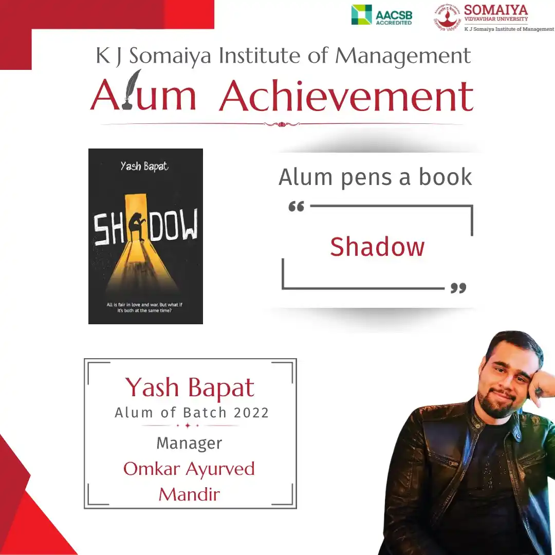 Image from KJSIM Official: Yash Bapat, Manager-Omkar Ayurved Mandir, Alum of Batch 2022, has achi...