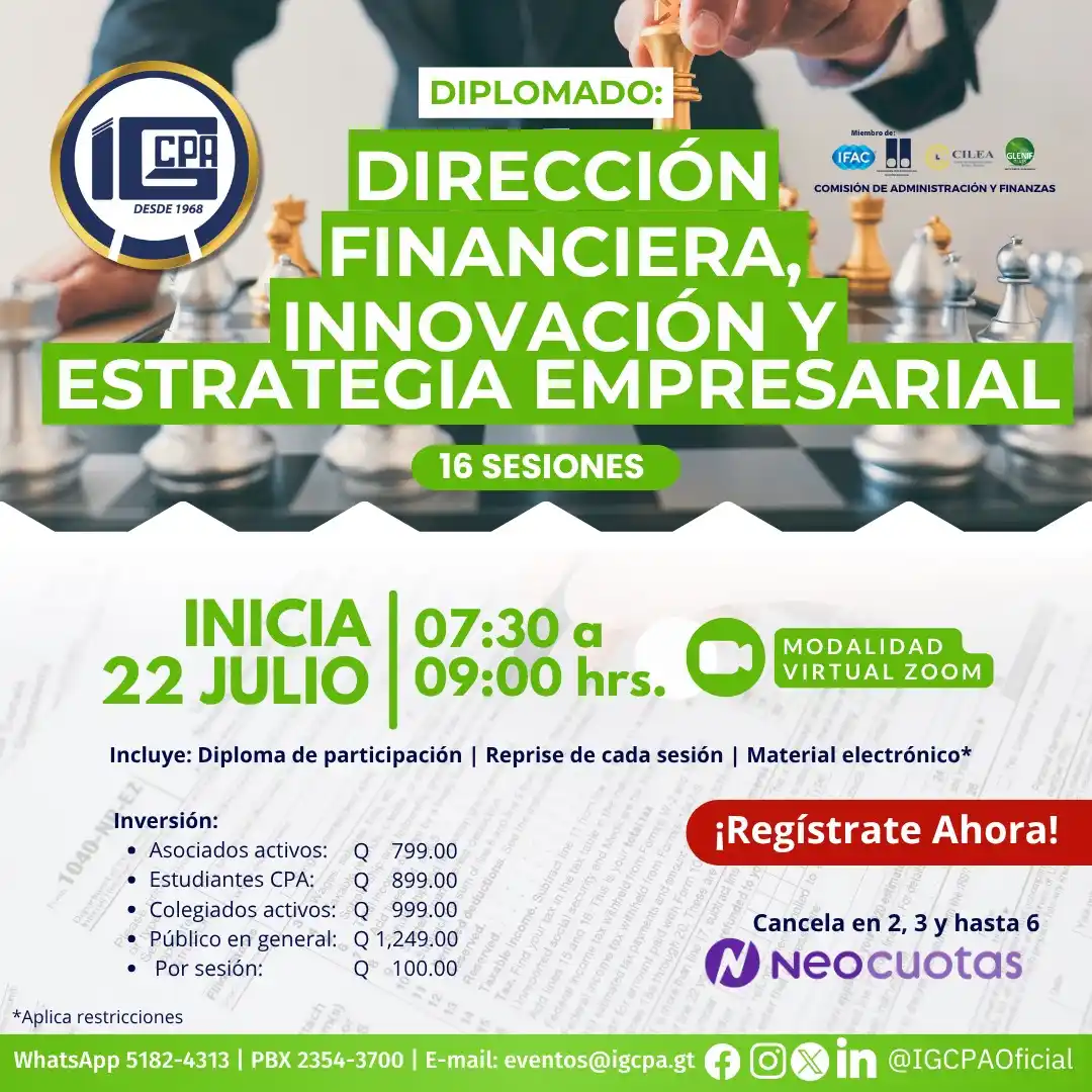 Image from 🔵 Instituto Guatemalteco de Contadores Públicos y Auditores : 📚⭕Capacítate en nuestro próximo Diplomado de Dirección Financiera, I...