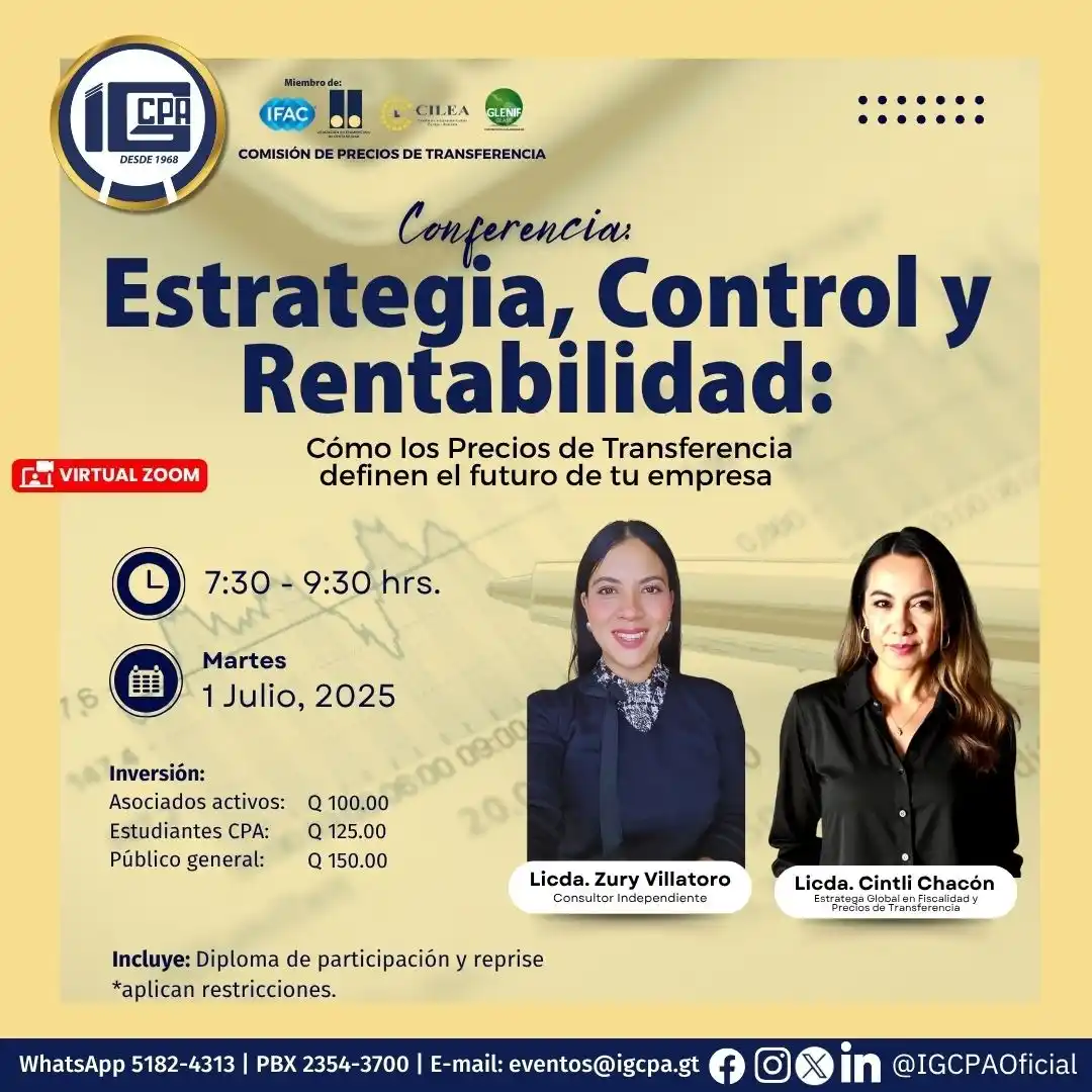 Image from 🔵 Instituto Guatemalteco de Contadores Públicos y Auditores : ⭕ Conferencia: Estrategia, control y rentabilidad: Cómo los Precios de...