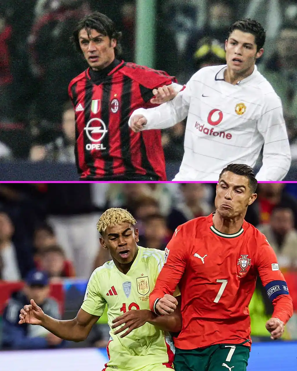 Image from LiveScore Bet Nigeria: Cristiano Ronaldo has now played against Paolo Maldini (born 1968) and...