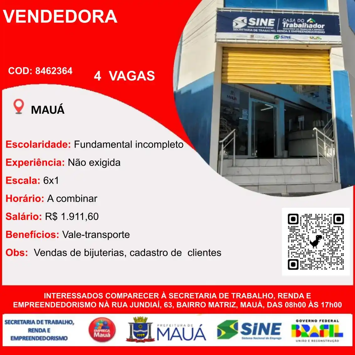 Image from VAGAS CPTR/SINE MAUÁ: De 13/06 até o limite de encaminhamentos. Para o painel de vagas compl...