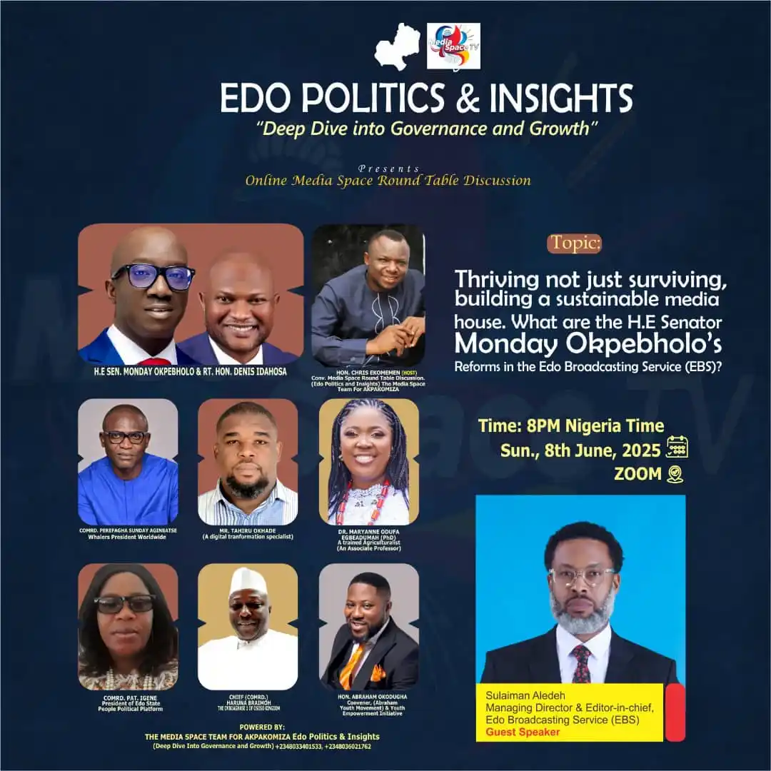 Image from gatekeepersnews.com: *Don't Miss This Sunday, MEDIA SPACE ROUND TABLE DISCUSSION* *Edo Pol...