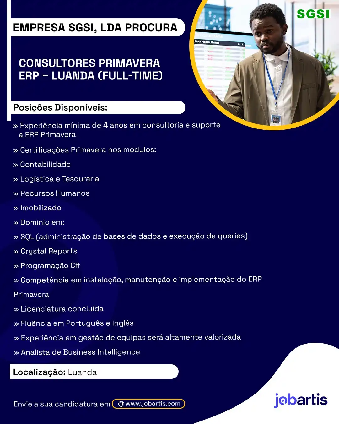 Image from Jobartis - O Portal De Emprego De Angola: Empresa SGSI, LDA Procura Consultores primavera ERP — Luanda (FULL-TI...