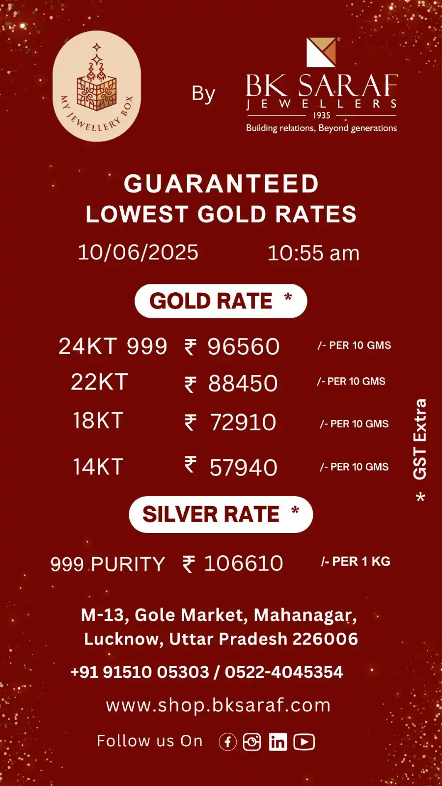 Image from BK Saraf 'Jewellers': 📉 *Golden Deal – Prices Dropped!* ✨ A golden chance you don't want to...