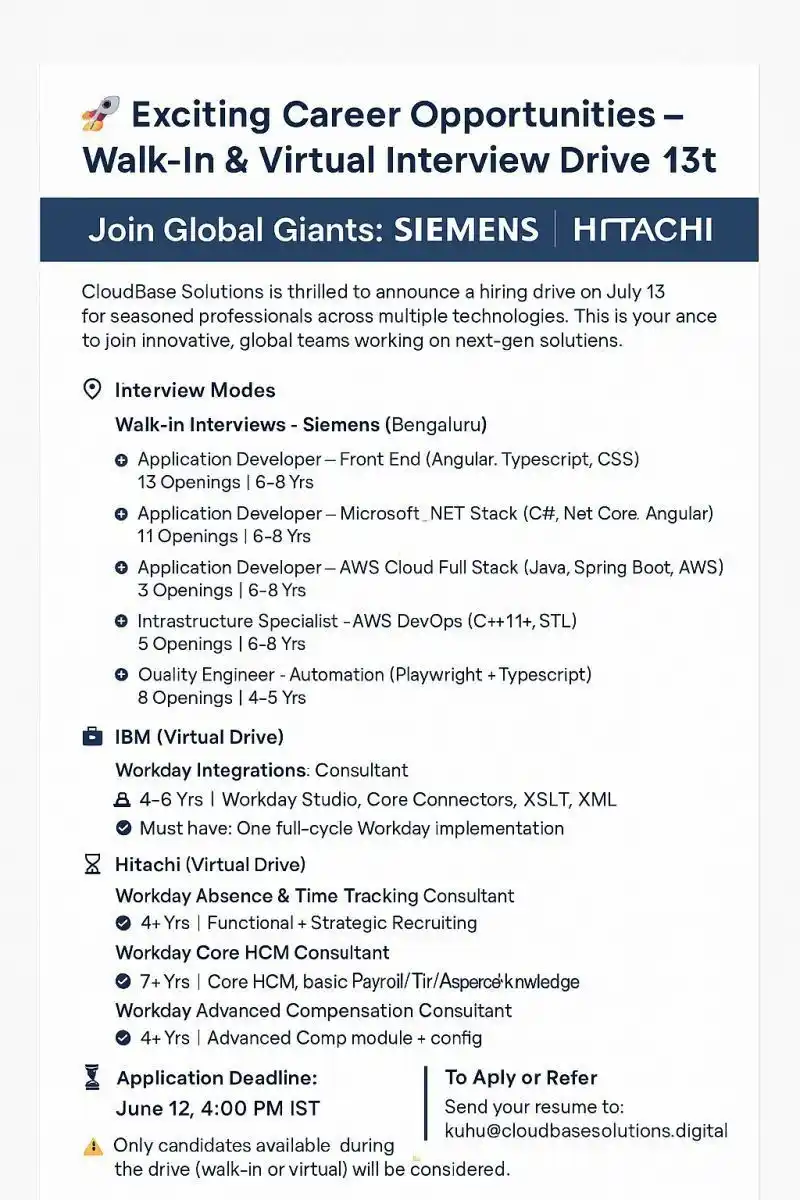 Image from 🌟Vratha Academy - CareerBridge Channel🌟: *🚨 Job Alert: Shared as received!* 🎓 *Upskill. Earn. Succeed with V...