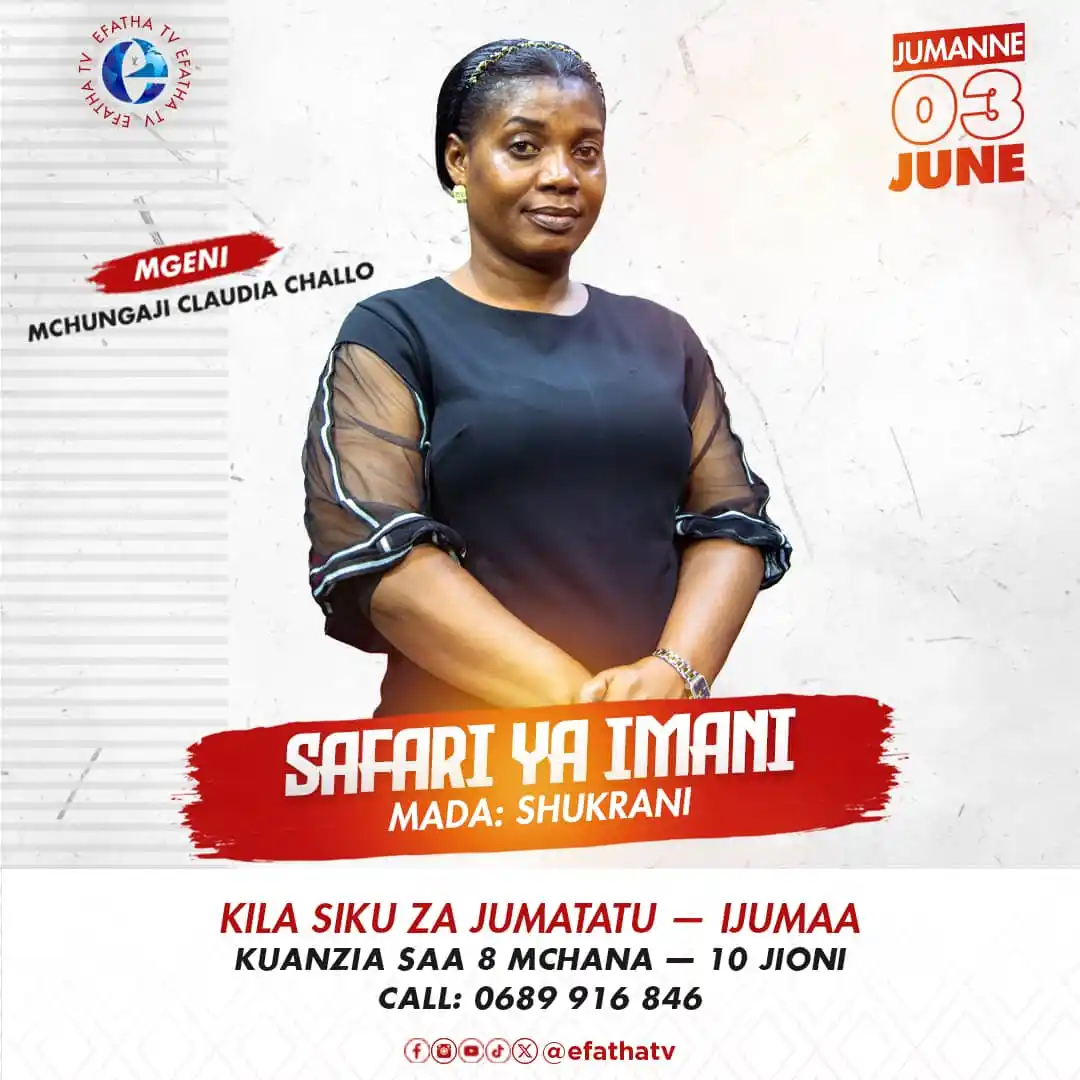 Image from EfathaTV: Kwenye kipindi cha Safari ya Imani Jumanne hii!! Utakutana na Mch. Cla...