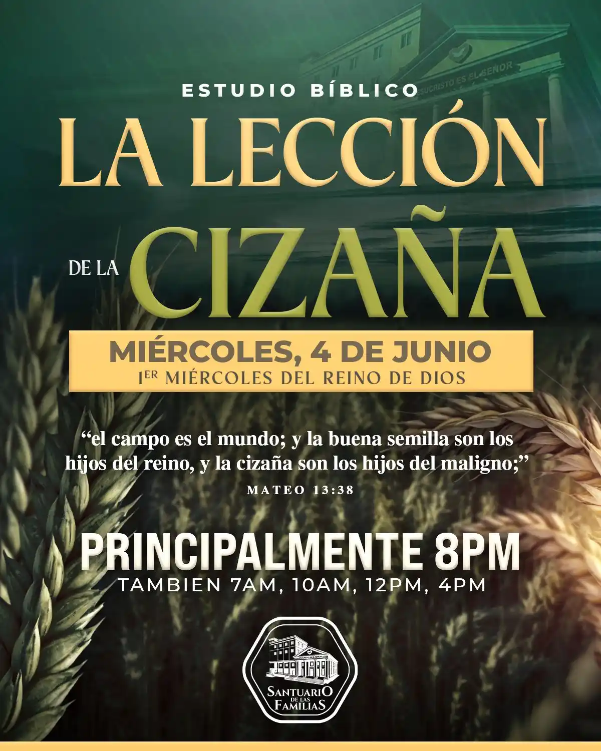 Image from TEMPLO DE LOS MILAGROS | MIAMI: 🌾 La Lección de la Cizaña 🌾 Jesús nos habló en parábolas para revela...