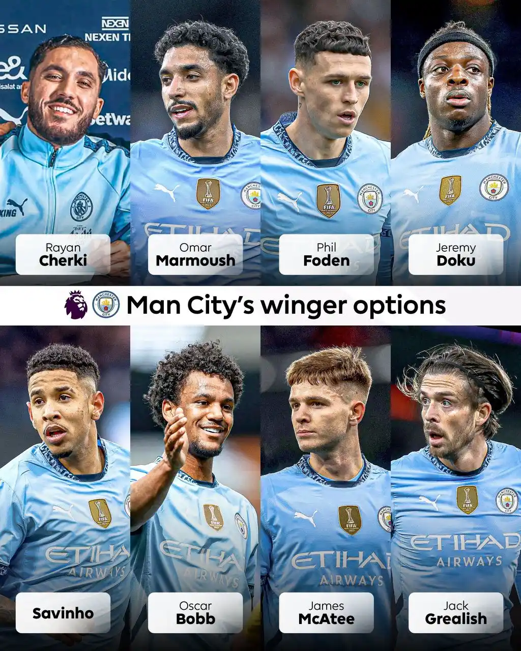 Image from LiveScore Bet Nigeria: Man City are *stacked* for options on the wing 🪽 But who is the Best...