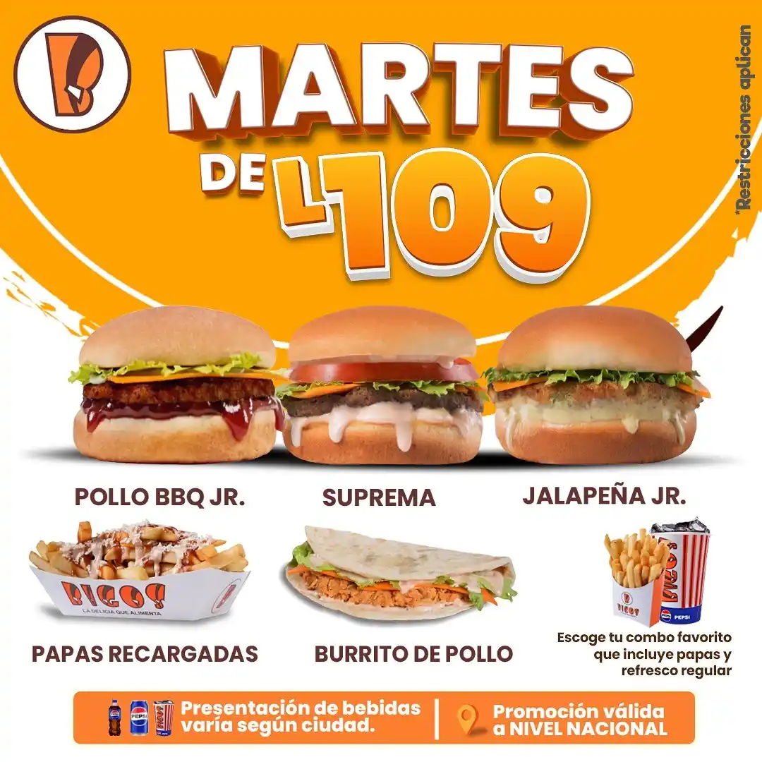 Image from Oriente Televisión Canal 28: ¡Martes de 109 en Bigos! 🤑🔥 ¡Tu día favorito ahora es el martes! Dis...