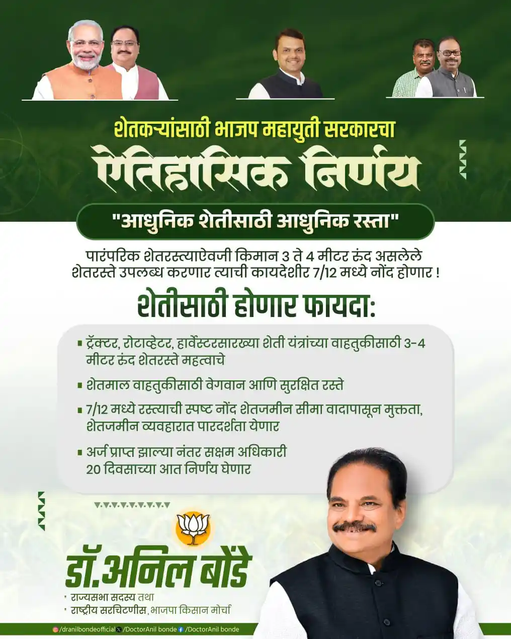 Image from Dr. Anil Bonde: शेतकऱ्यांसाठी भाजप महायुती सरकारचा ऐतिहासिक निर्णय "आधुनिक शेतीसाठी आ...