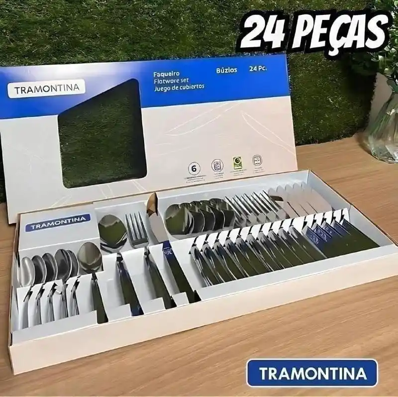 Image from Promo é Bom: TÁ NA HR DE TROCA OS SEUS VÉIO PODI Faqueiro em Aço Inox Búzios com 2...