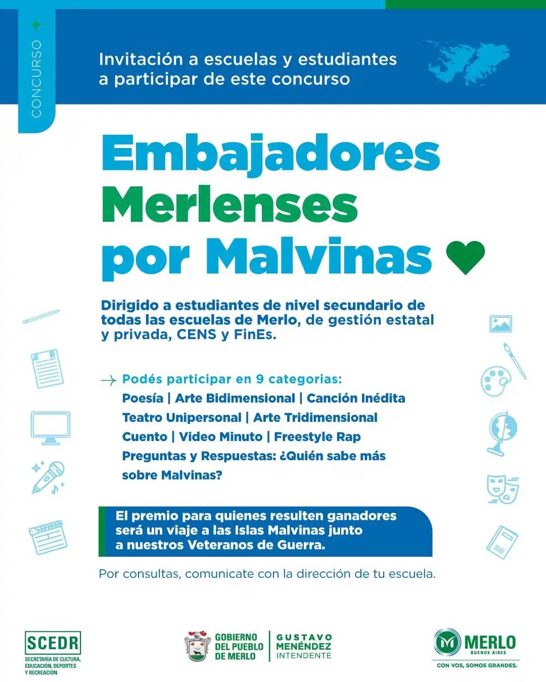 Image from MerloGob: 🇦🇷 *PARTICIPÁ DEL CONCURSO “EMBAJADORES MERLENSES POR MALVINAS”* 👉...