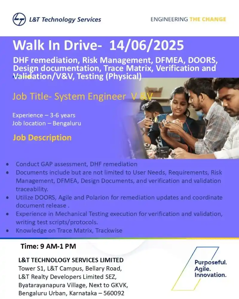 Image from Bengaluru Jobs & Careers: Are you ready to take the next step in your career? Join us L&T Techno...