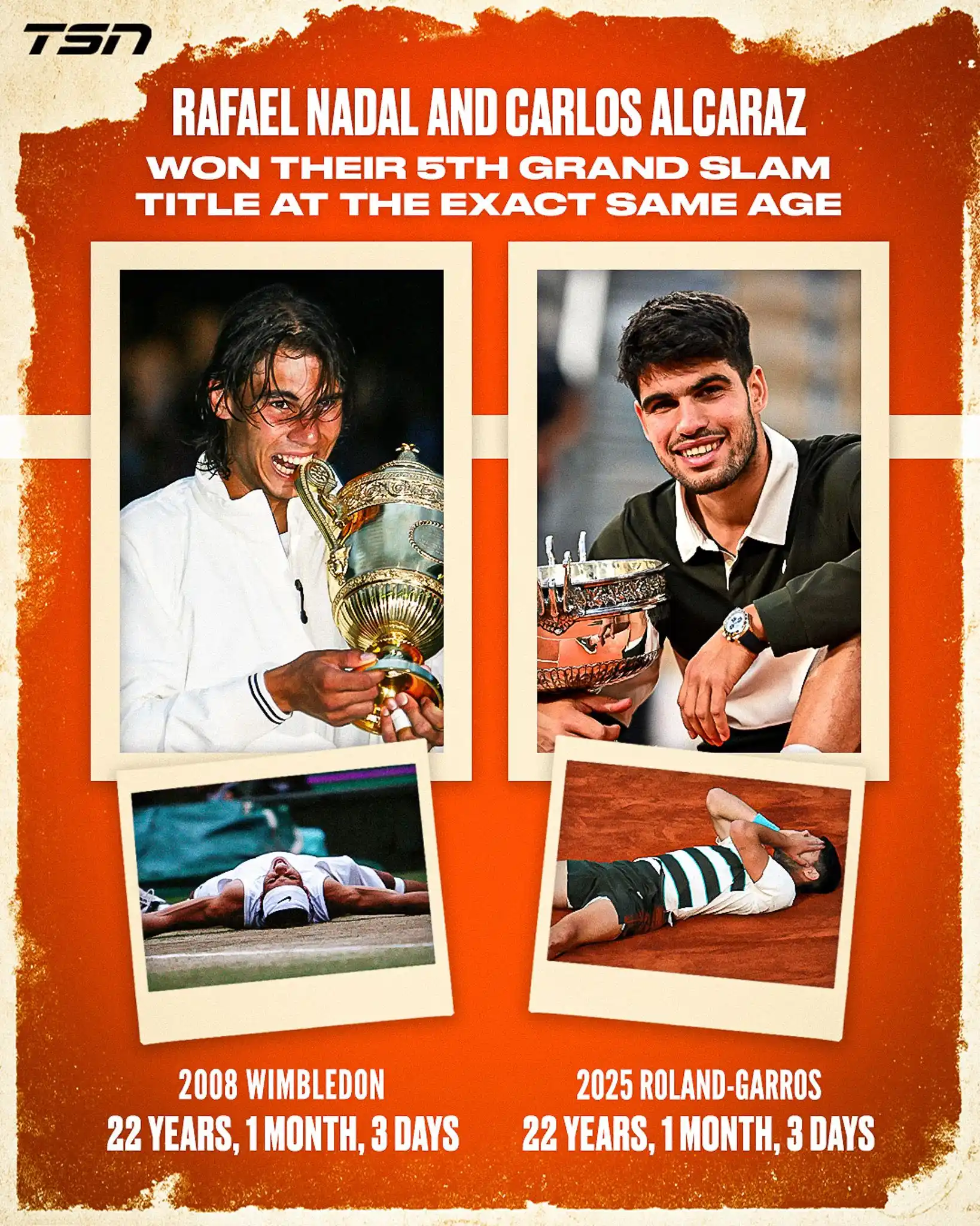 Image from TSN: Carlos Alcaraz is already on pace with one of the tennis greats! 🔥🇪�...