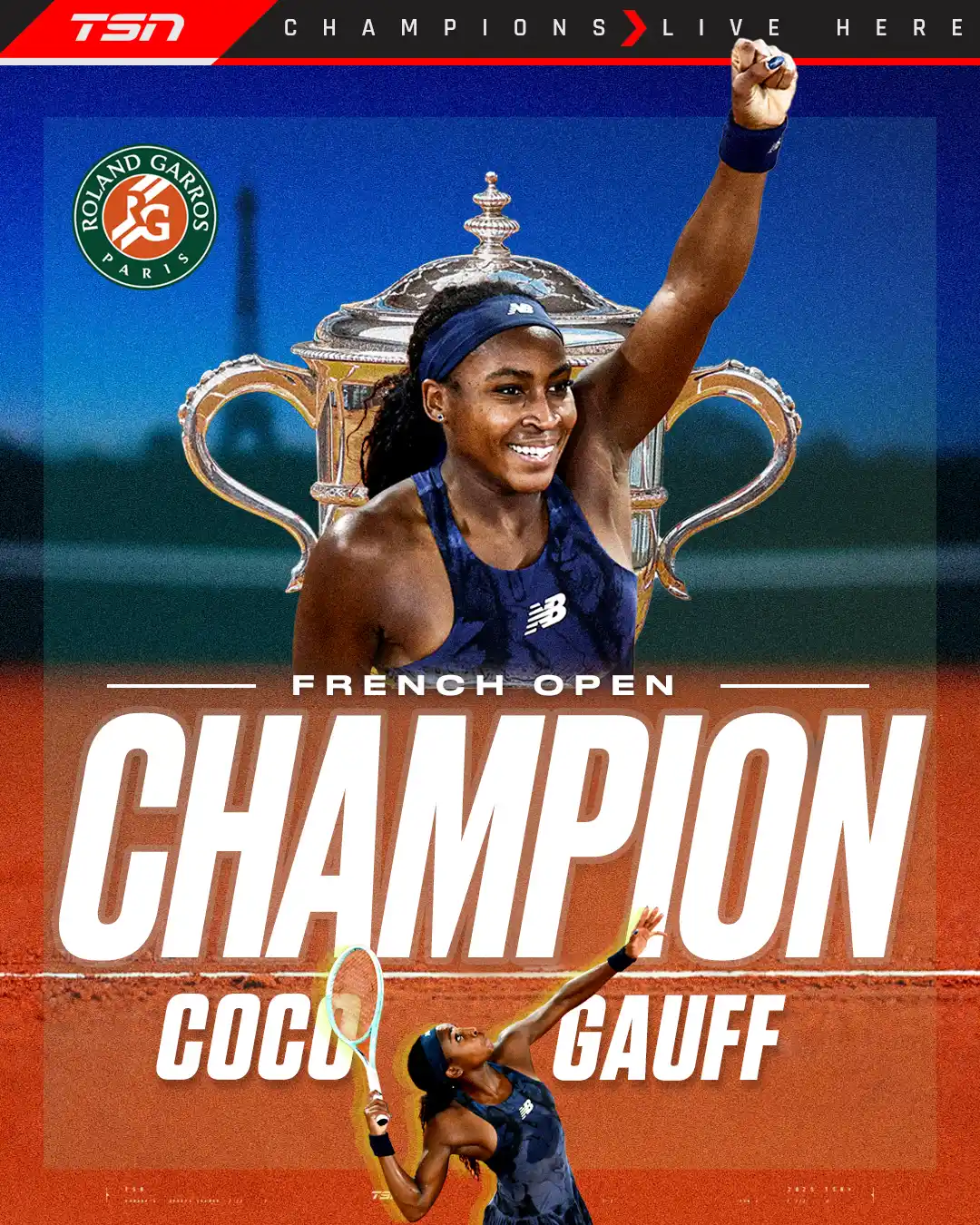 Image from TSN: COCO GAUFF DOES IT! She takes down Aryna Sabalenka in three sets to w...