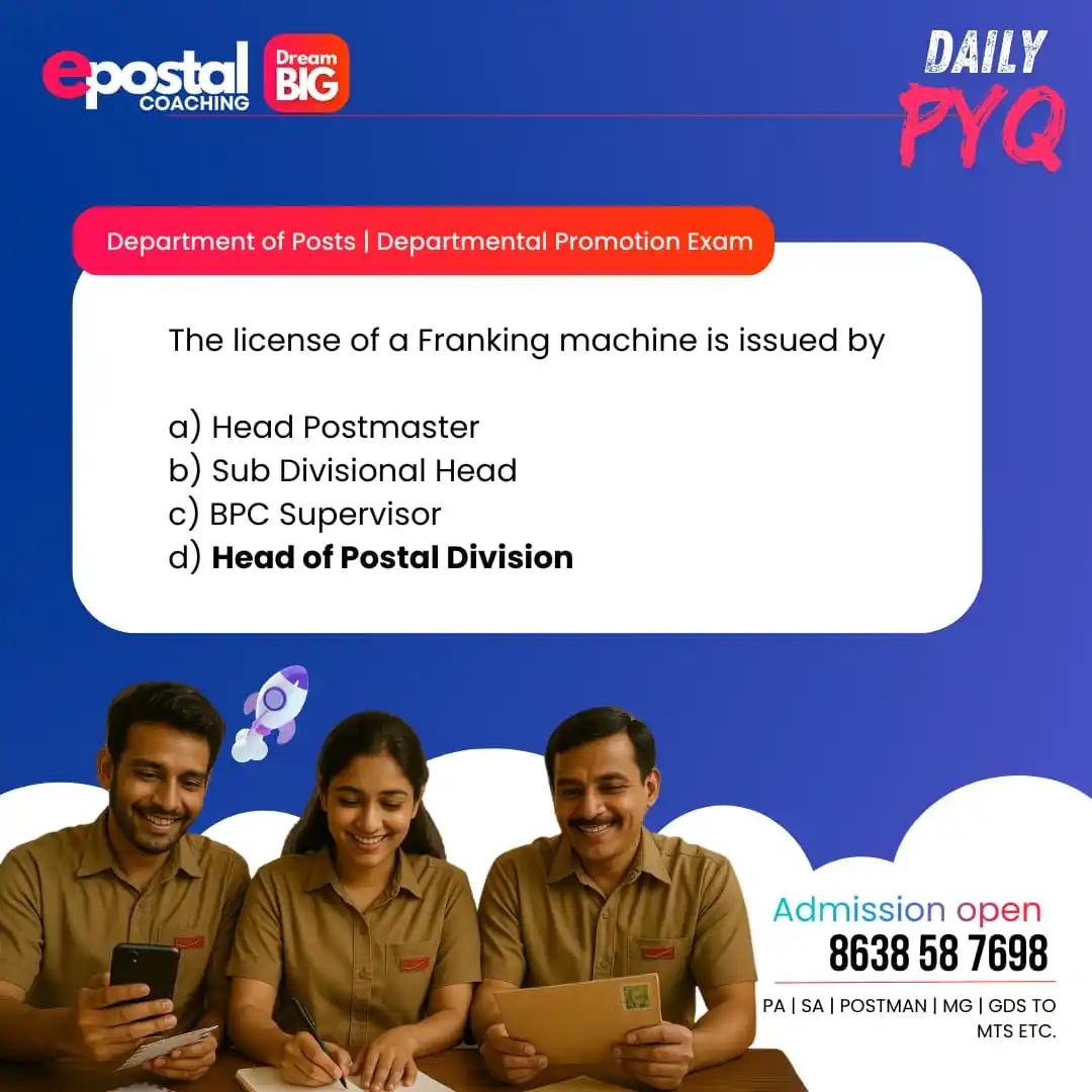Image from epostal coaching - No.1 in India for LDCE: 📮DOP Most Repeated Question - Daily Dose📚 <a class="text-blue-500 h...