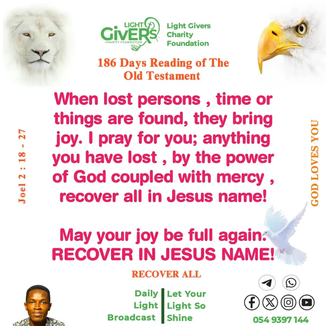 Image from Light Givers Charity Foundation: Joe 2:18-27 NET Then the LORD became zealous for his land; he had comp...