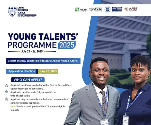 Image from Medical Locum Jobs (MLJ): Lagos Business School Young Talents Programme 2025. The YTP is a two-...