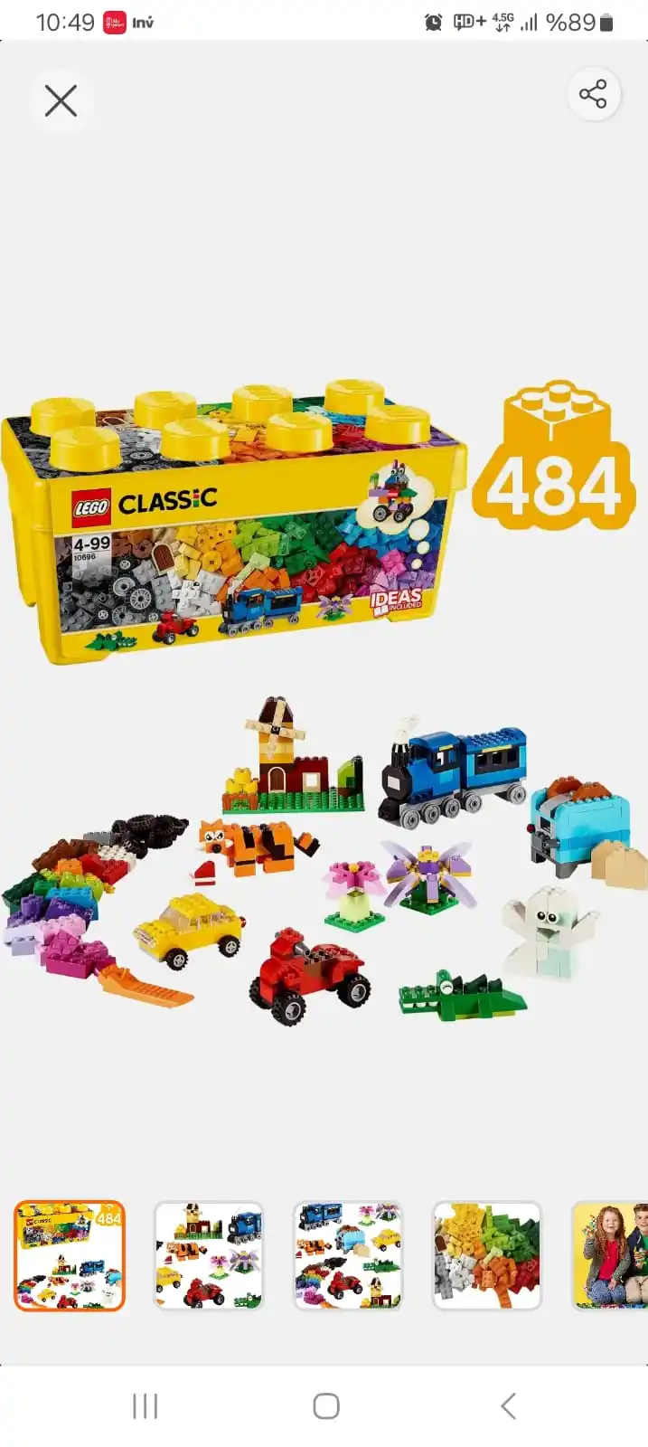 Image from Sıcak Fırsatlar: LEGO® Classic LEGO® Orta Boy Yaratıcı Yapım Kutusu 10696 - 4 Yaş & Üze...