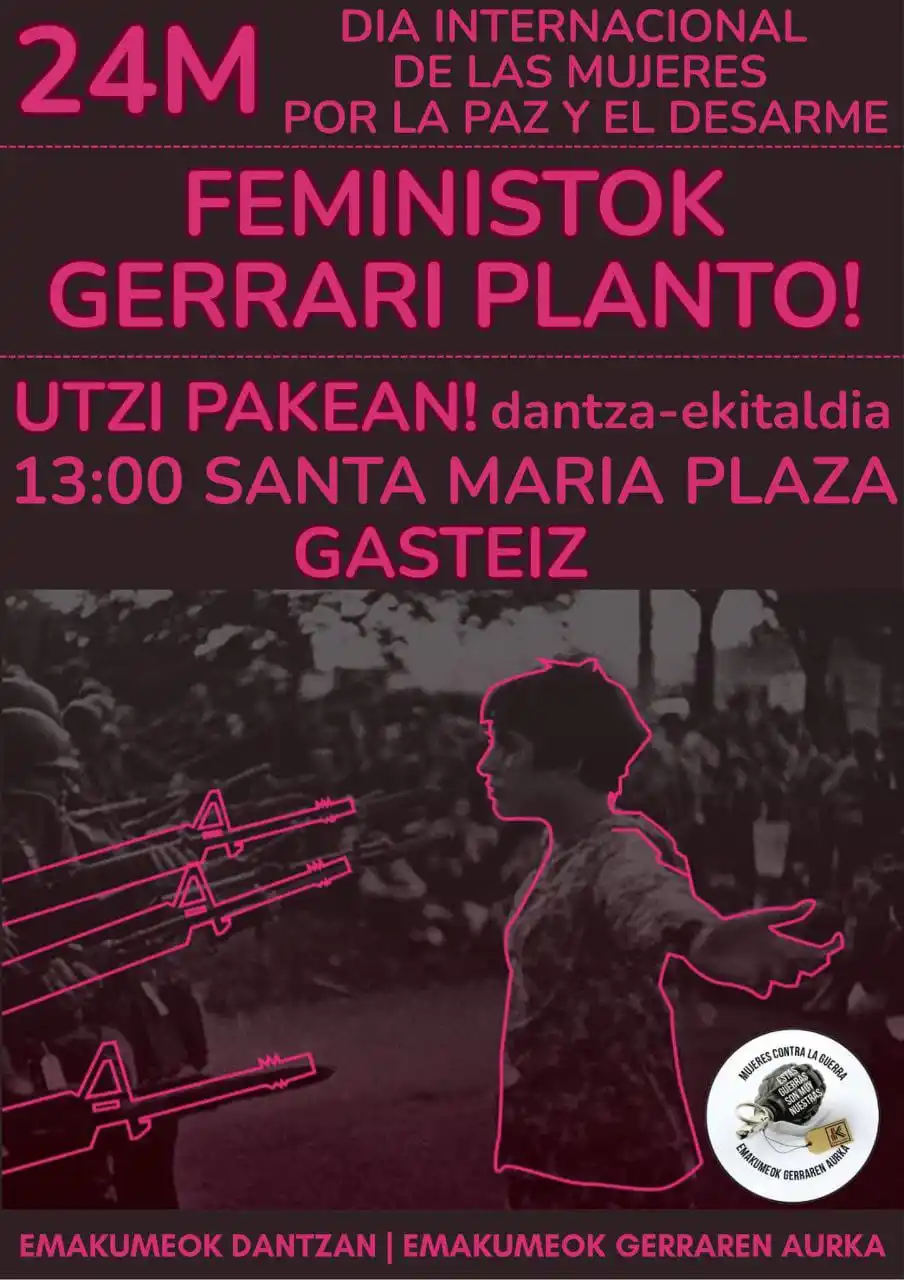Image from Gasteizko Mugimendu Feminista: 📢 *Maiatzaren 24an*, Bakearen eta Armagabetzearen aldeko Emakumeen Na...