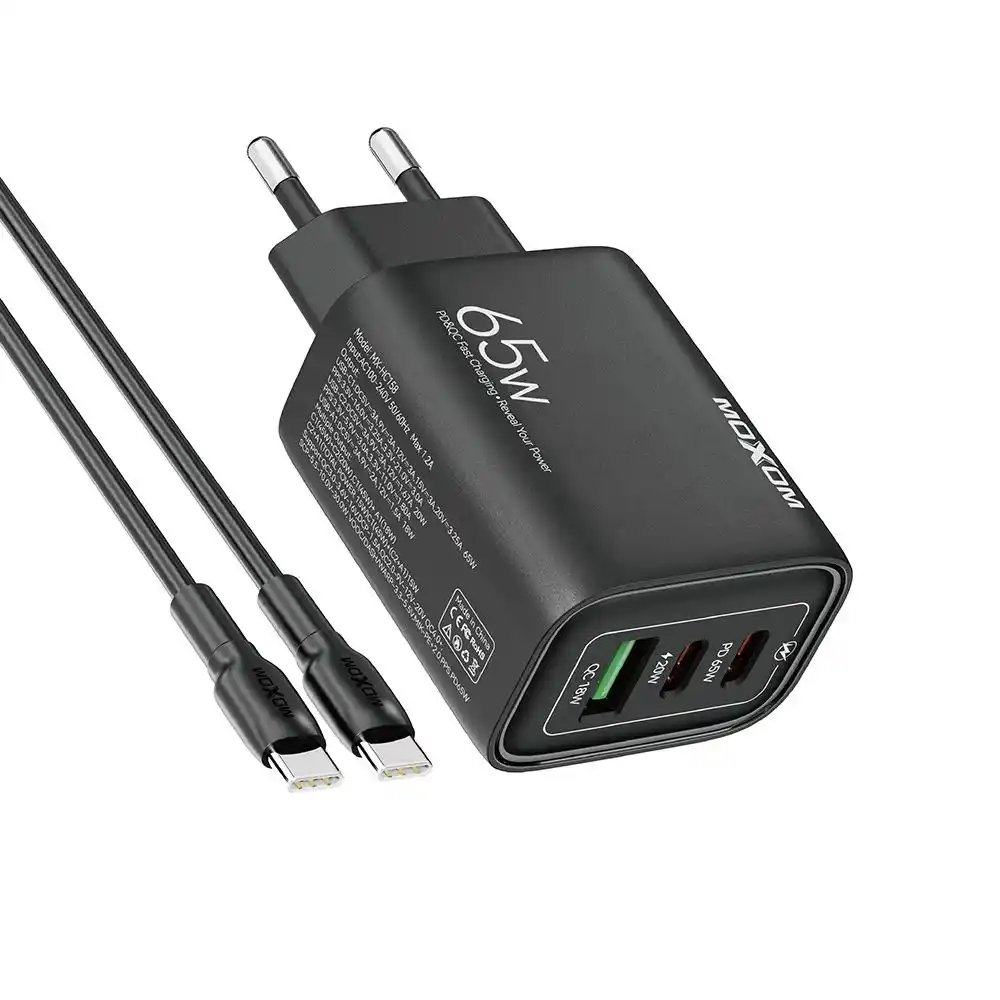 Image from VILLAGE TECH: *MOXOM Three ports fast charging* *MX HC158* 🪨2 Type - C ports an...