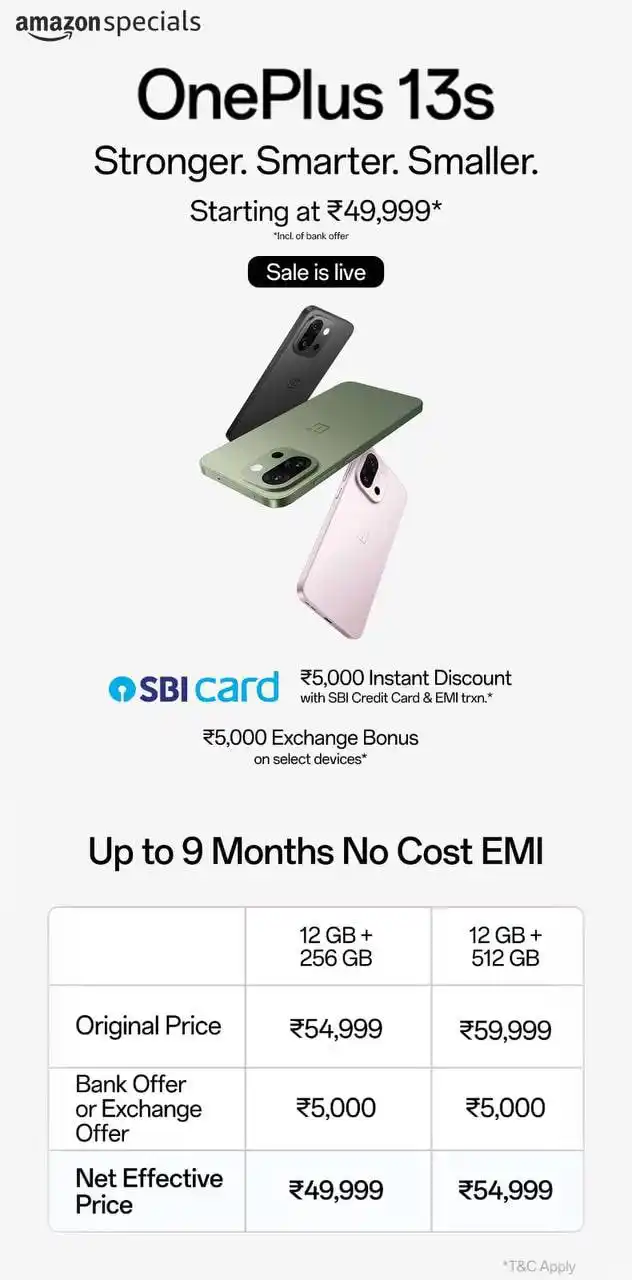 Image from ProLooterz Shopping Deals: OnePlus 13s | Snapdragon® 8 Elite | Smarter with OnePlus AI | Lifetime...