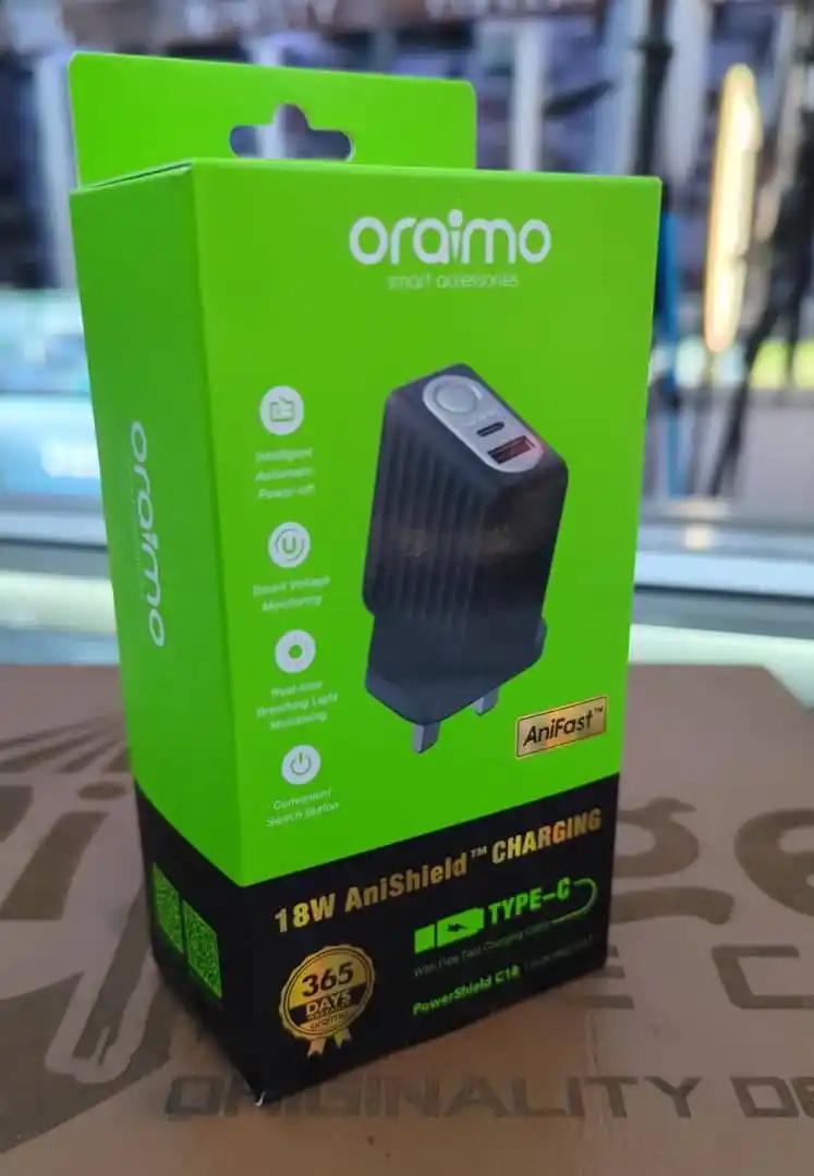 Image from VILLAGE TECH: *Oraimo 18W USB Type-C Dual Output Super Fast Charger*   🪨Dual Port 1...