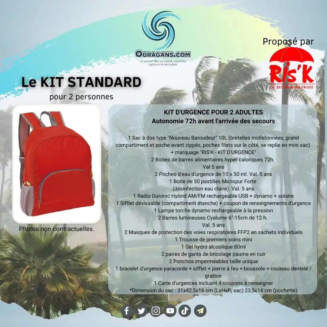Image from Ouragans.com: Ouragans.com et *Ris'k* vous proposent le *Kit standard* pour *2 pers...