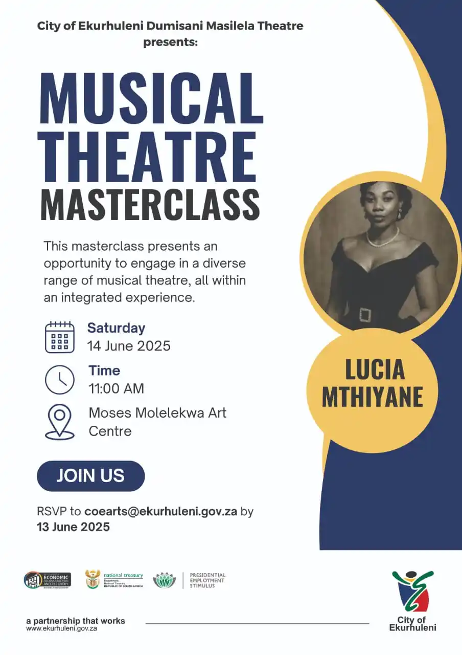 Image from City of Ekurhuleni: 🎶🎤 Step into the spotlight! Join celebrated performer Lucia Mthiyan...