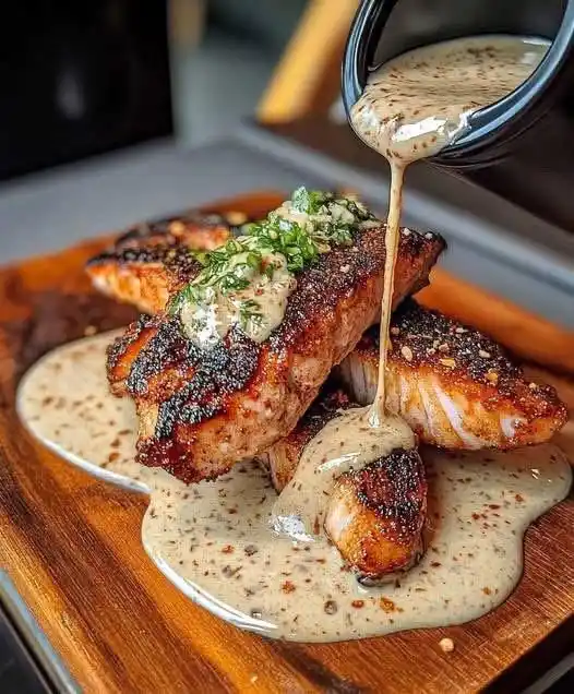 Image from Cooking And Baking Recipes Zim: Blackened Salmon with Creamy Dijon Sauce Ingredients: For the Salmo...