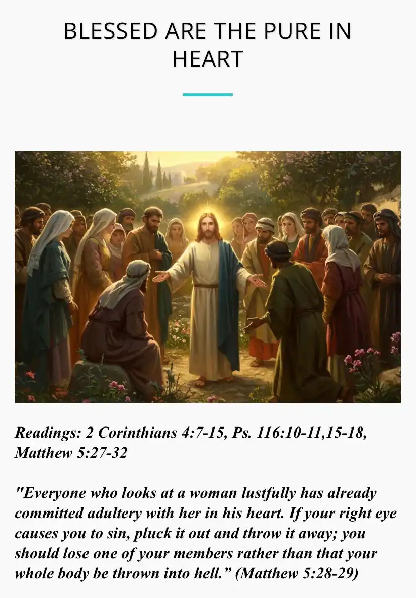 Image from DIVINE RETREAT UPDATES AND PRAYERS: *Blessed Are the Pure in Heart.* _(Friday 13 June 2025. Readings: 2 C...